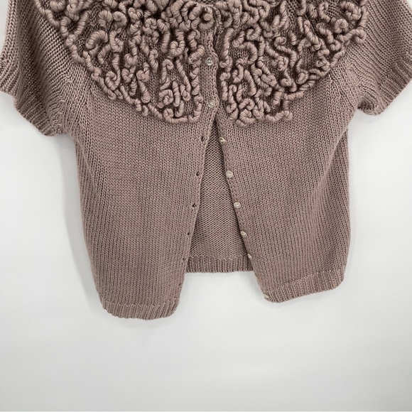 Sundance Woman's Sweater Cardigan Knit Short Sleeves Boho Sz Large Lilac Purple - Picture 3 of 8